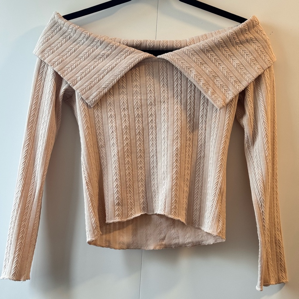 Chic Beige Off-Shoulder Sweater